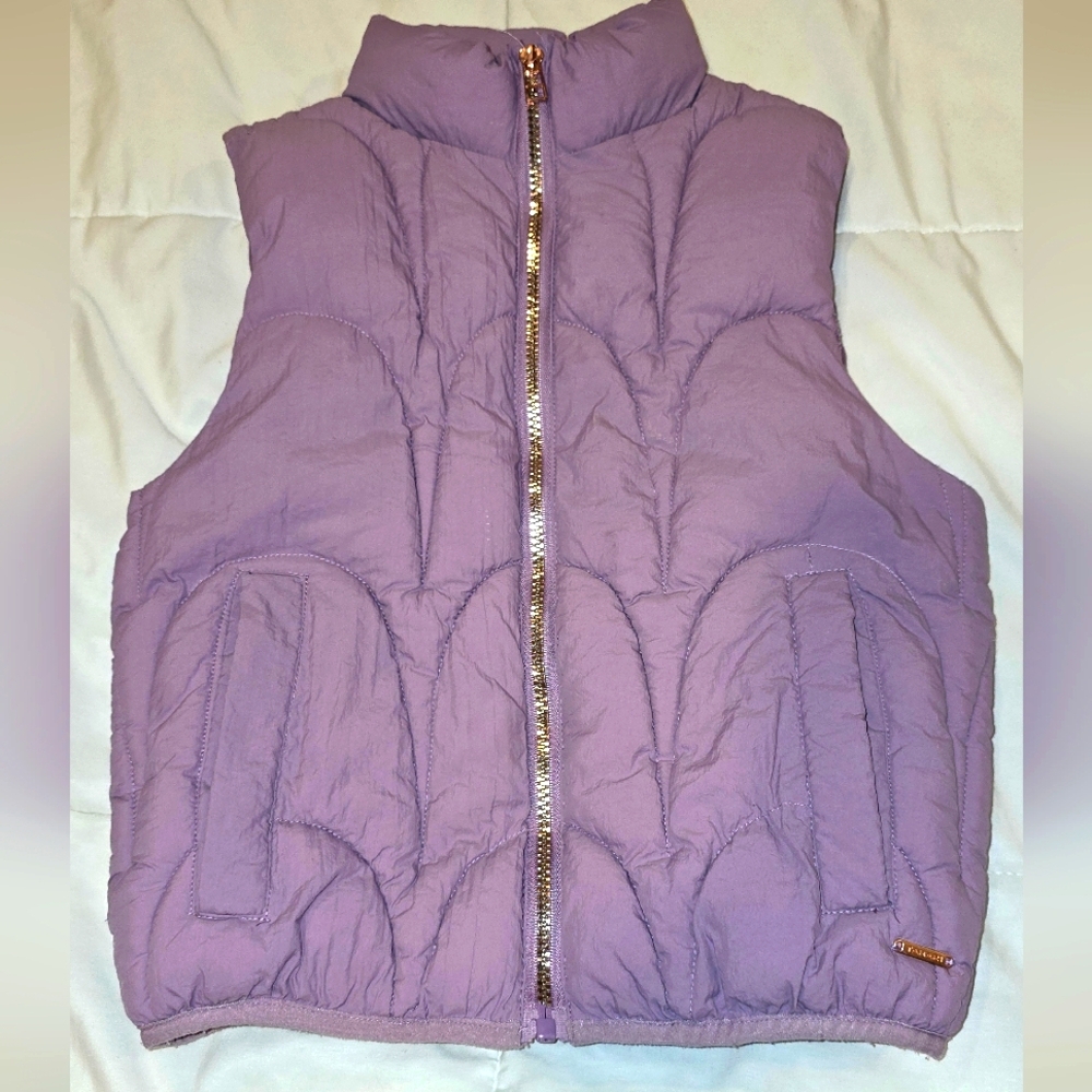 Purple Puffer Vest with Gold Zipper